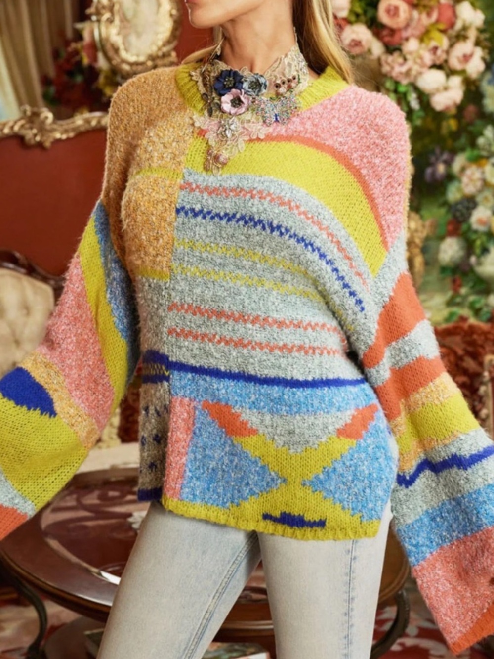 NWT Aratta Silent Journey Multicolor
Patchwork Oh-so-soft Knit $350